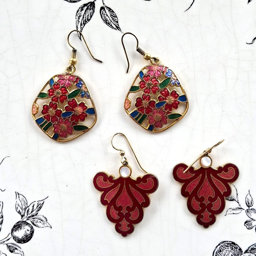 Vintage Cloissionne Earrings (Lot of 2 pair)